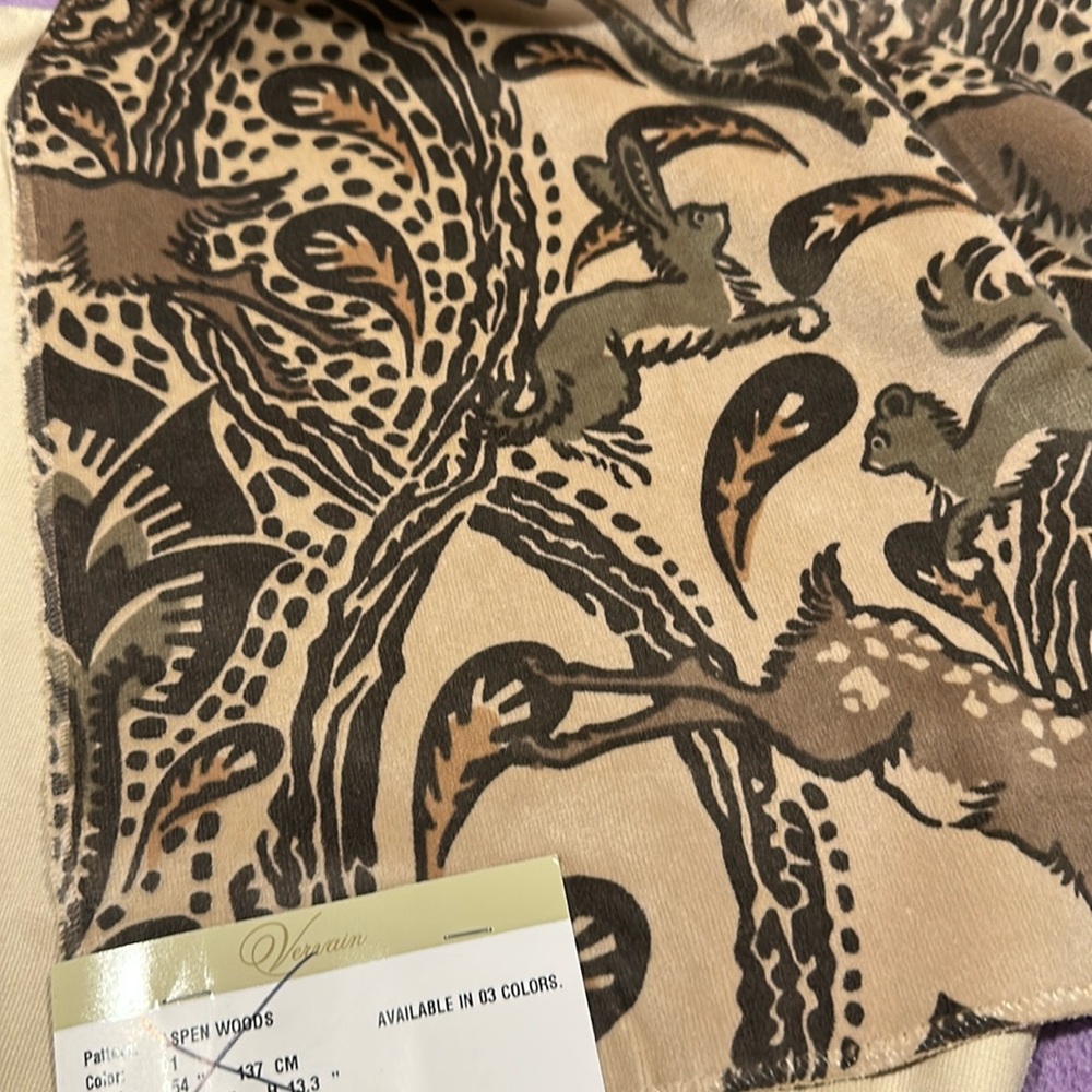 - Vervain “ aspen woods”embroidered FabricCut  sample  26” X 26” Made In I…
